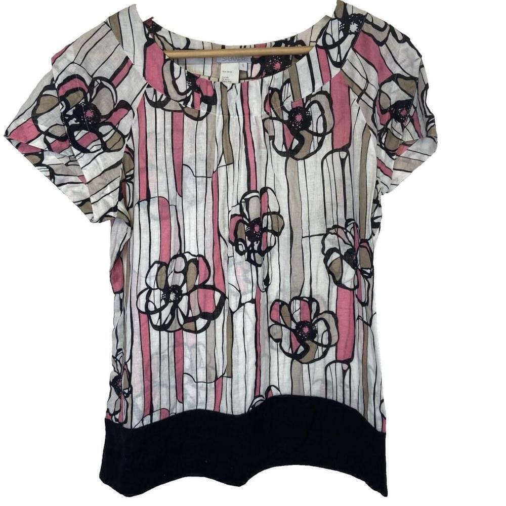SPANNER 🇨🇦 Linen 55% Cotton 45% Blouse Shirt Flower Loose Fitting Size Medium